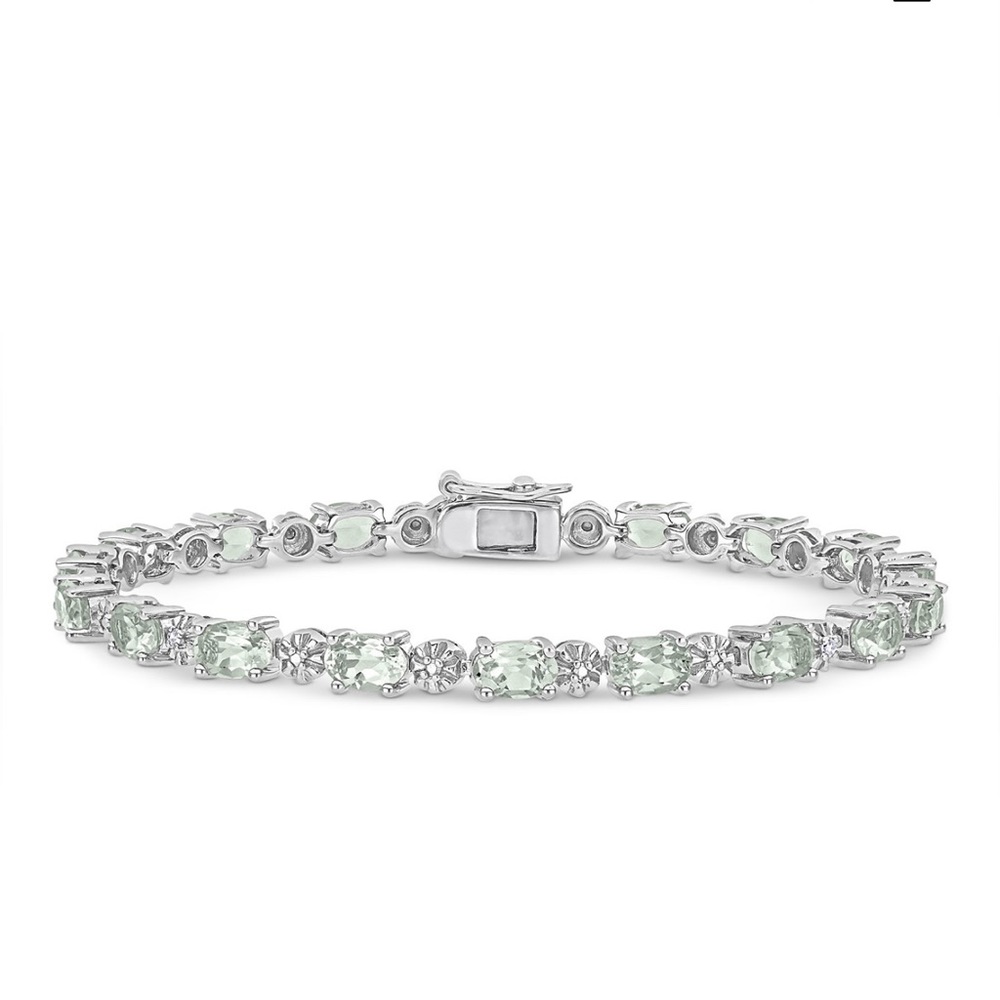 Green Quartz and Diamond Accent Bracelet NEW